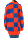 Women's Crew Neck Oversized Check Knit Top Orange - MSGM - BALAAN 5