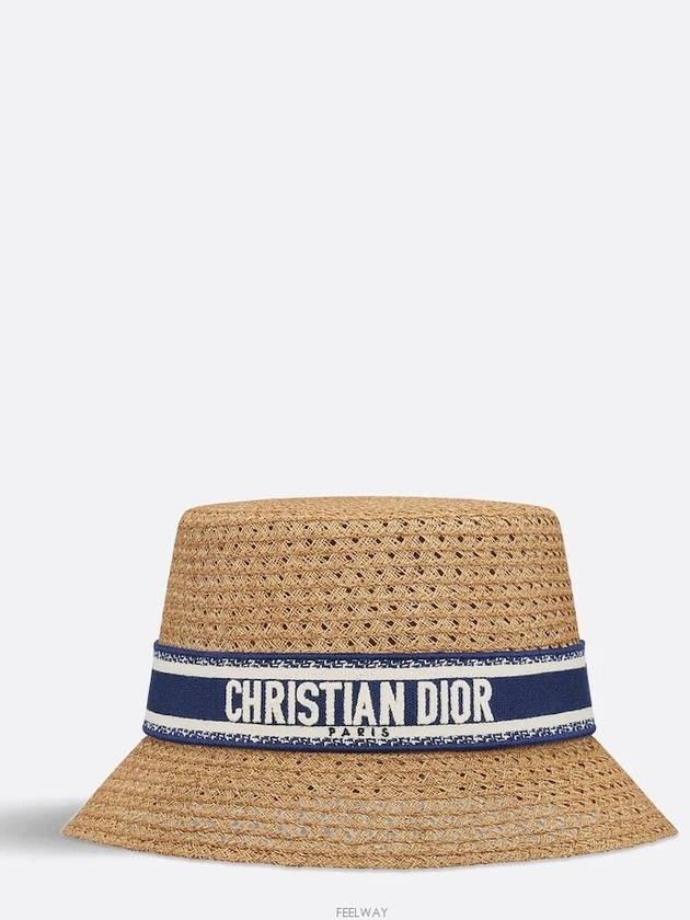 D Bobby Embroidered Band Bucket Hat Natural Straw - DIOR - BALAAN 2