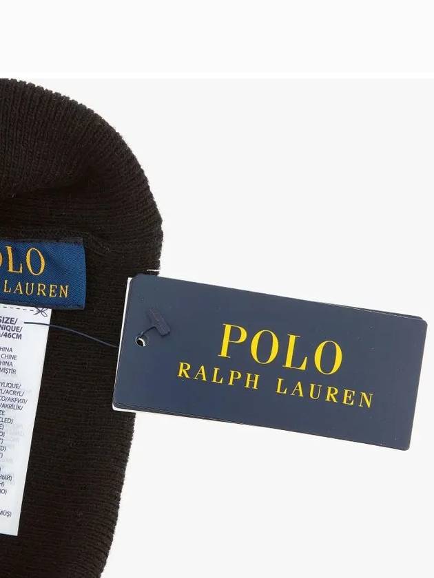 Active Bear Embroidery Beanie Black - POLO RALPH LAUREN - BALAAN 4