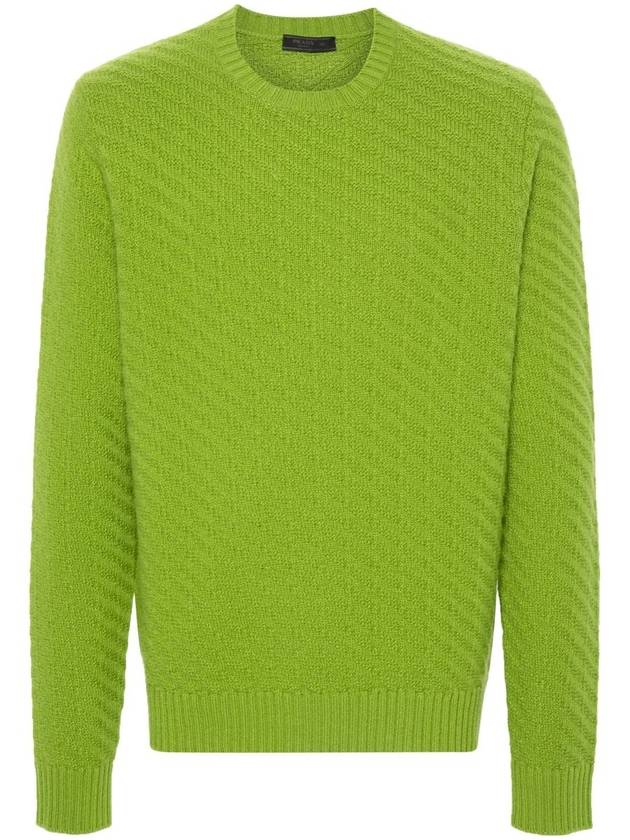 Wool cashmere blend knit top green - PRADA - BALAAN 2