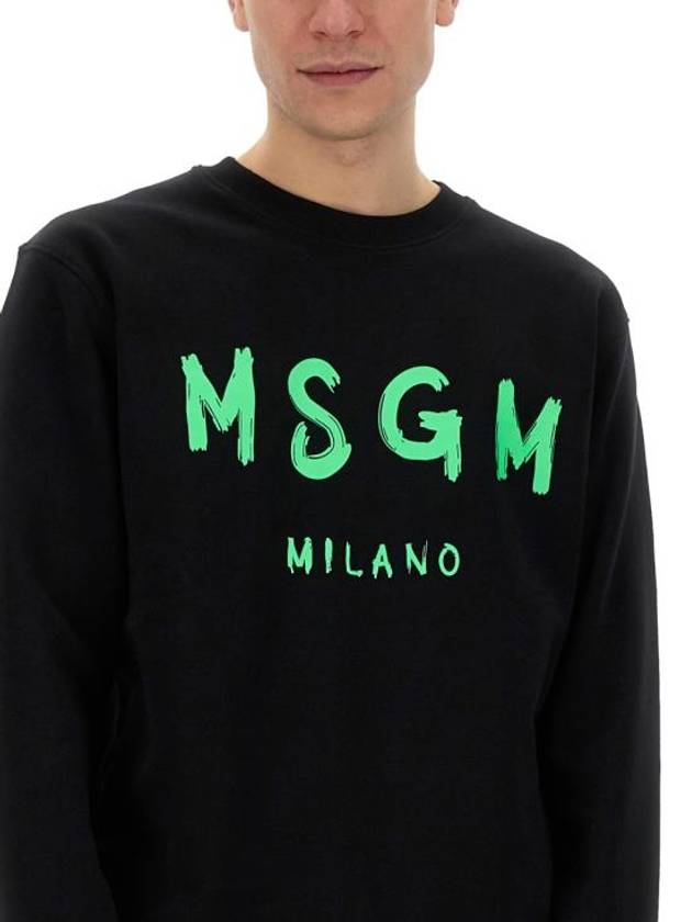 Logo Print Crew Neck Sweatshirt Black - MSGM - BALAAN 5