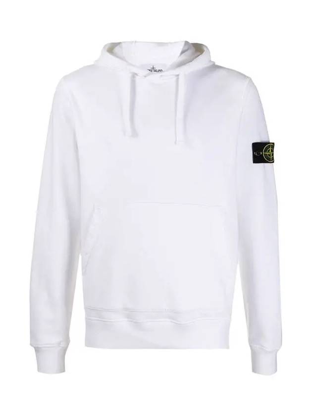 Wappen Patch Cotton Fleece Hoodie White - STONE ISLAND - BALAAN 3