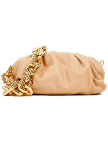 Gold Chain Leather Pouch Bag Beige - BOTTEGA VENETA - BALAAN 1