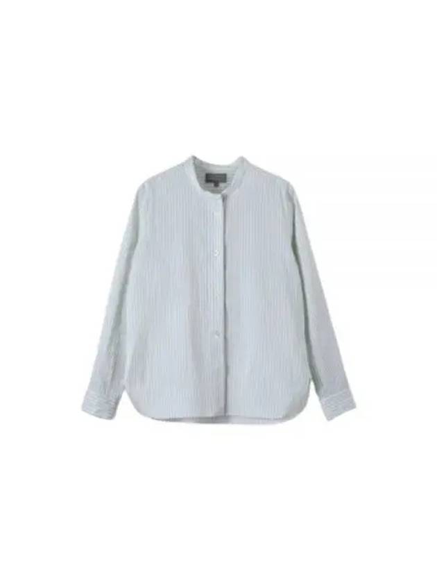 24 BUTTON THROUGH COLLARLESS SHIRT white PALE GREEN WOSH0259S24KBN WXG - MARGARET HOWELL - BALAAN 1