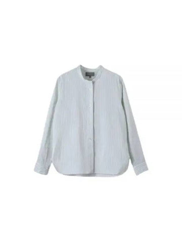 24 BUTTON THROUGH COLLARLESS SHIRT white PALE GREEN WOSH0259S24KBN WXG - MARGARET HOWELL - BALAAN 1