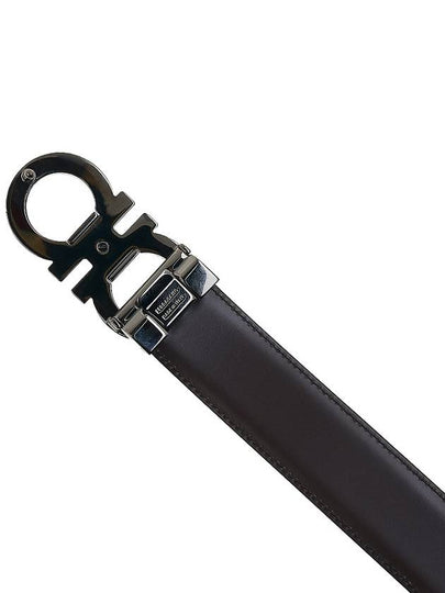 Reversible Adjustable Gancini Leather Belt Black Dark Brown - SALVATORE FERRAGAMO - BALAAN 8