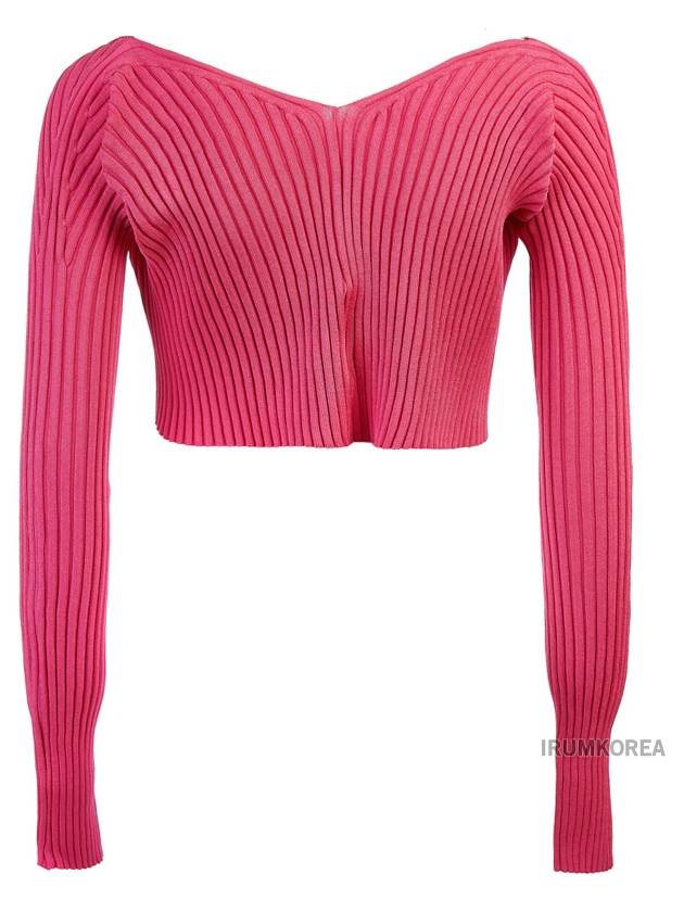 La Maille Pralu Micro Charm Logo Cardigan Pink - JACQUEMUS - BALAAN 4