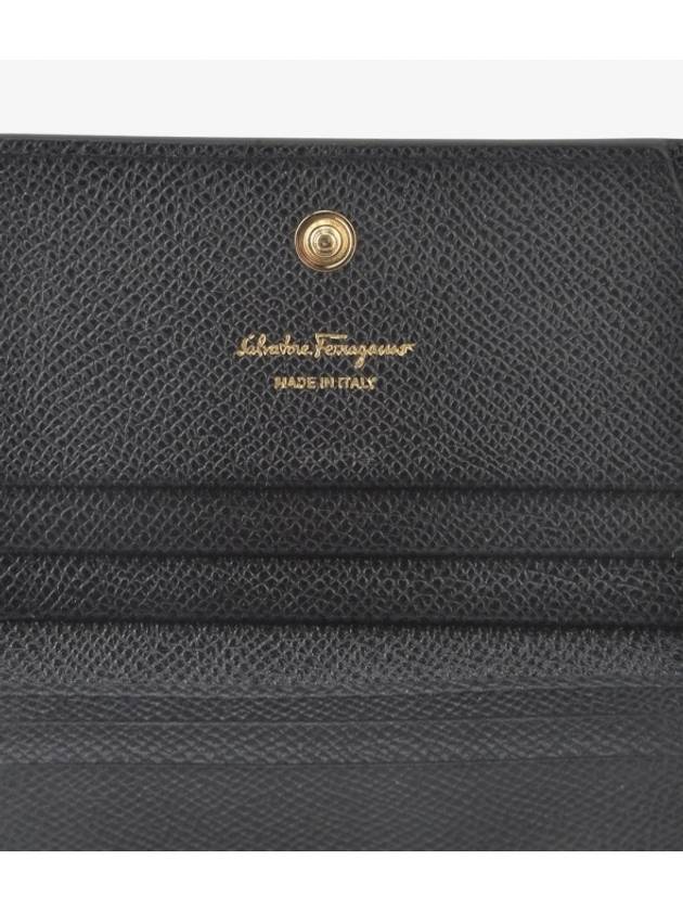 Vara Bow Gloss Flap Half Wallet Black - SALVATORE FERRAGAMO - BALAAN 5