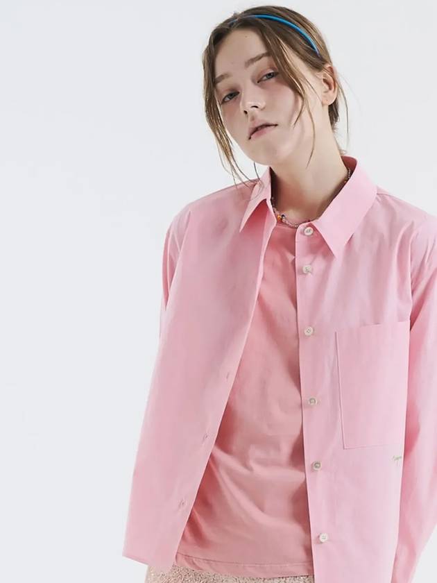 Logo embroidered outer cotton shirt pink 0032 - VOYONN - BALAAN 6