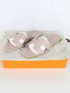 Oran Leather Sandals Rose Porcelaine - HERMES - BALAAN 7