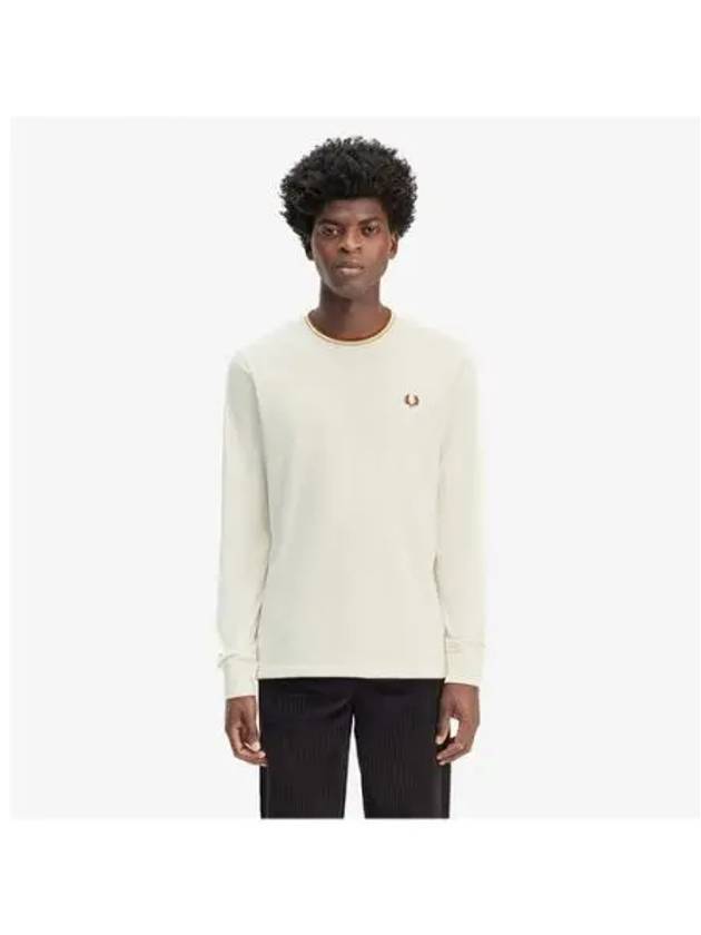 Fred Perry Baseline Long Sleeve Twin Tip T Shirt Ecru Honey Comma Malade AFPM2439602 X01 - FRED PERRY - BALAAN 1