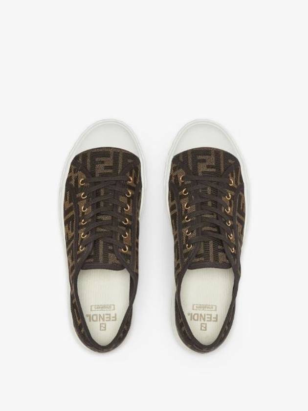 FF Motif Jacquard Low-Top Sneakers Brown - FENDI - BALAAN 5