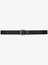 Women's Monogram Square Grain Leather Belt Black - SAINT LAURENT - BALAAN 2