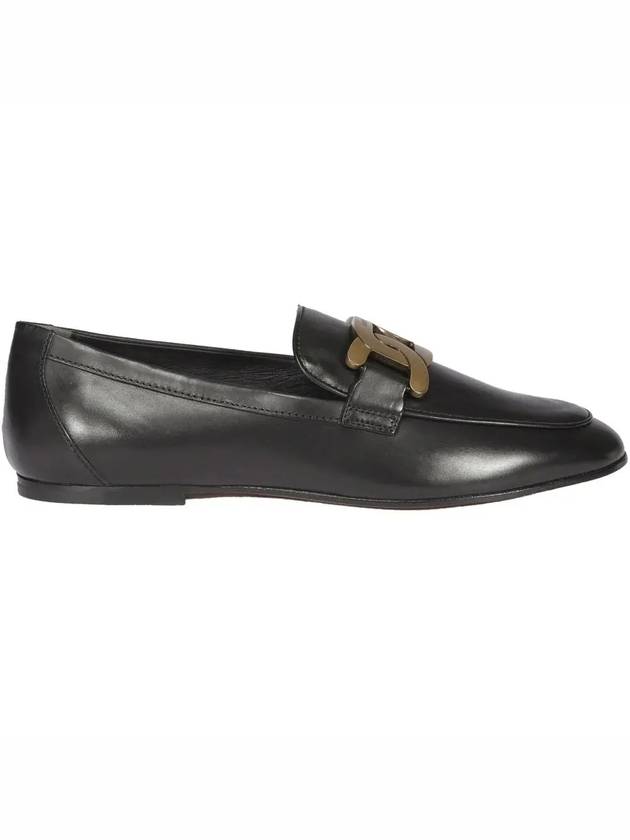 Kate Metal Logo Leather Loafers Black - TOD'S - BALAAN 3