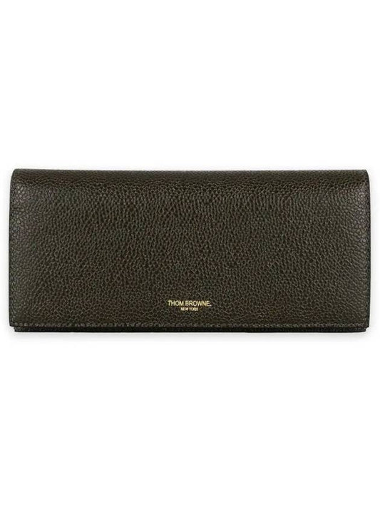 Men's Logo Pebble Grain Leather Long Wallet Brown - THOM BROWNE - BALAAN 2