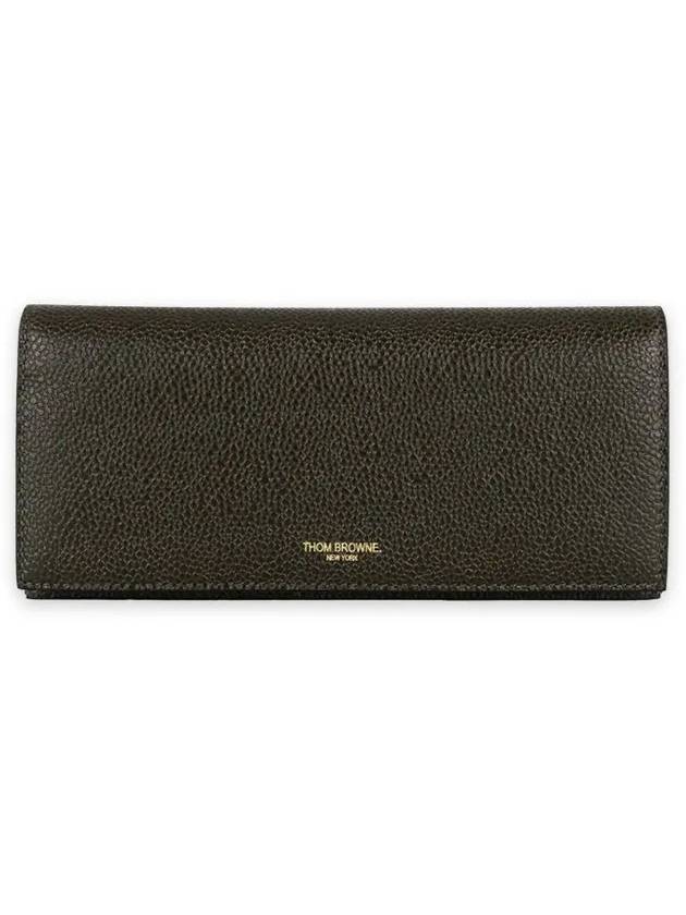 Men's Logo Pebble Grain Leather Long Wallet Brown - THOM BROWNE - BALAAN 3