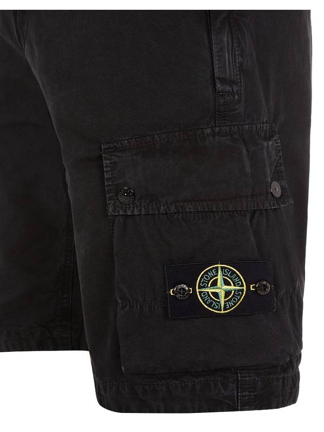 Logo Cotton Slim Cargo Shorts Black - STONE ISLAND - BALAAN 4