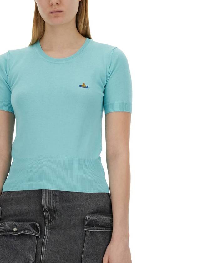 Bea Embroidery Logo Knit Top Aqua - VIVIENNE WESTWOOD - BALAAN 4