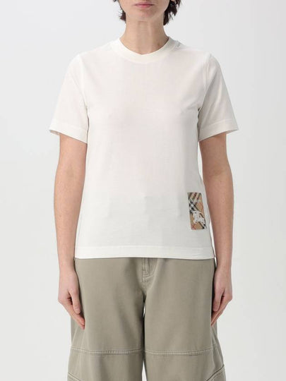 Check Label Short Sleeve T-Shirt Chalk - BURBERRY - BALAAN 2