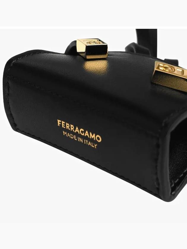 Gancini Hug Mini Charm Keyring Black - SALVATORE FERRAGAMO - BALAAN 4