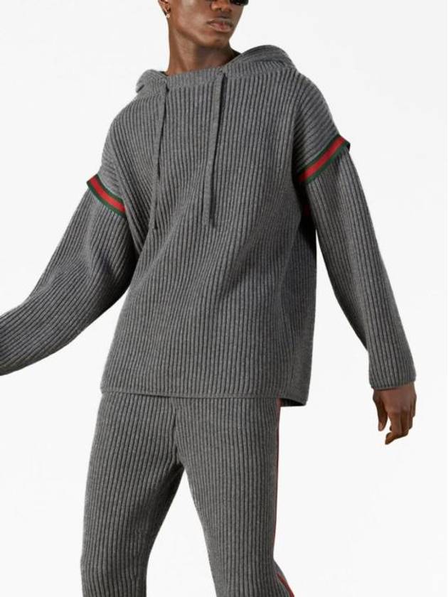 Wool Cashmere Hoodie Grey - GUCCI - BALAAN 4