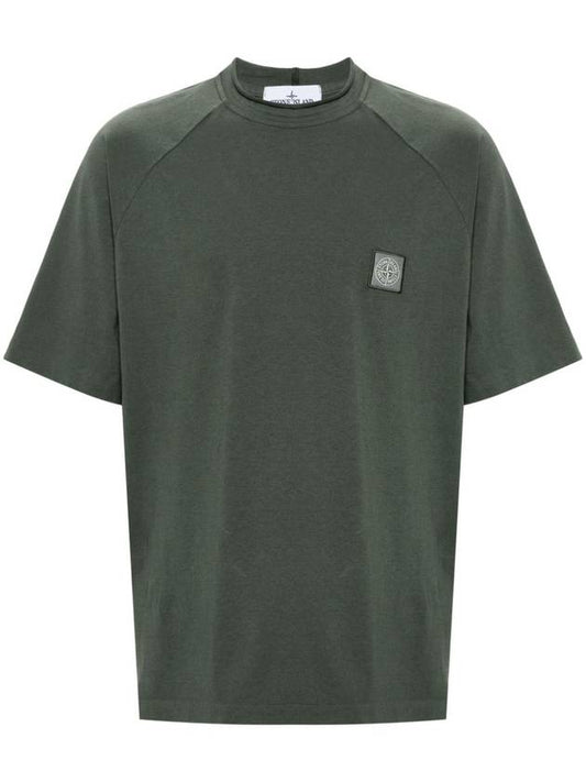 Compass Patch Regular Fit Cotton Short Sleeve T-Shirt Dark Green - STONE ISLAND - BALAAN 2