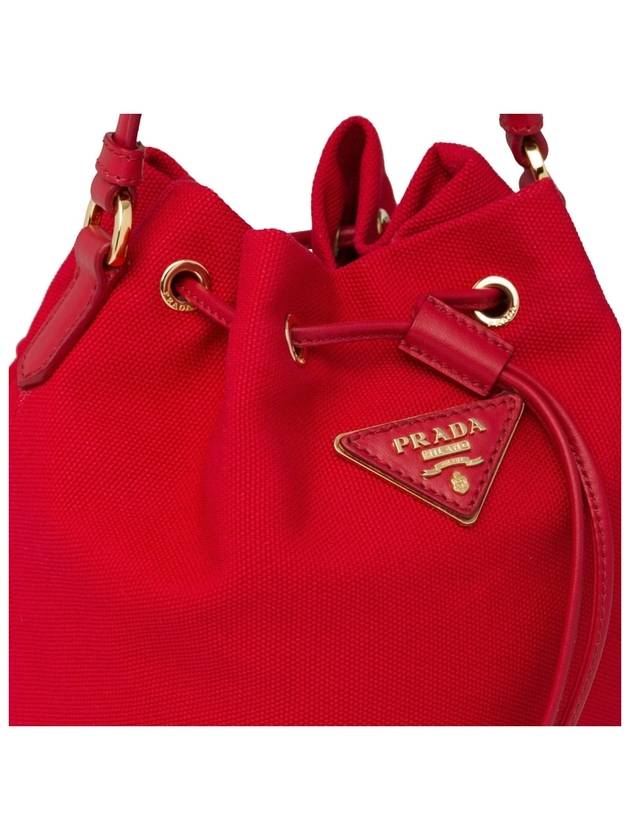 Hemp Triangle Logo Basket Mini Bucket Bag Red - PRADA - BALAAN 7