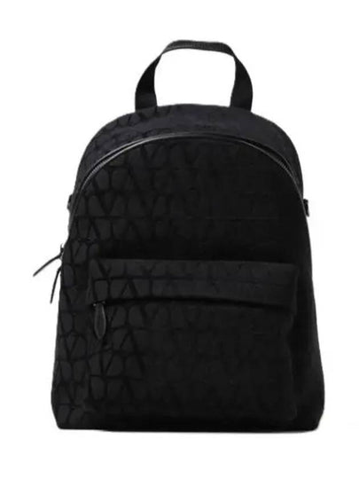 Toile Iconographe Fabric Leather Backpack Black - VALENTINO - BALAAN 2