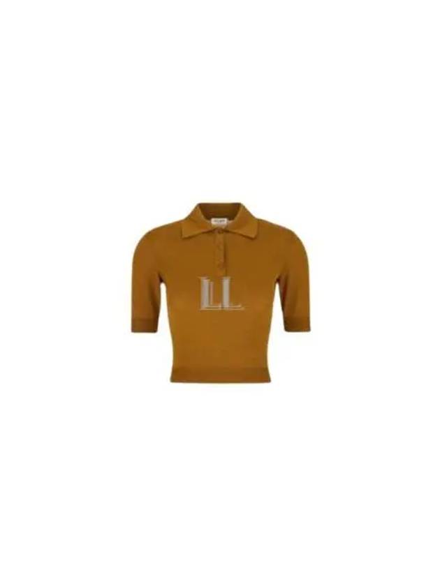 Cassandre Cashmere Polo Shirt Brown - SAINT LAURENT - BALAAN 2