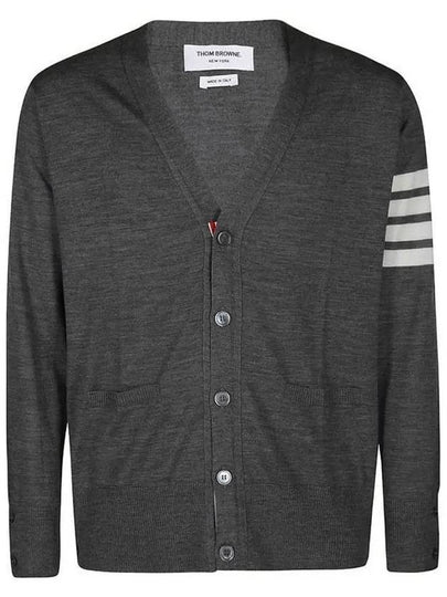 Men's Sustainable Classic Diagonal Wool Cardigan Dark Grey - THOM BROWNE - BALAAN 2