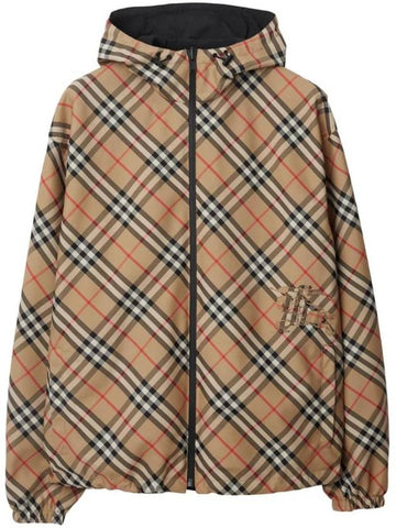 Check Reversible Hooded Zip-up Jacket 8087219 - BURBERRY - BALAAN 1