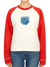 Isoli Ragran Logo Contrast Sleeve Sweatshirt White Red - GANNI - BALAAN 2