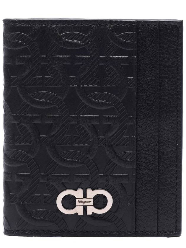 Embossed Logo Flap Gancini Card Wallet Black - SALVATORE FERRAGAMO - BALAAN 2