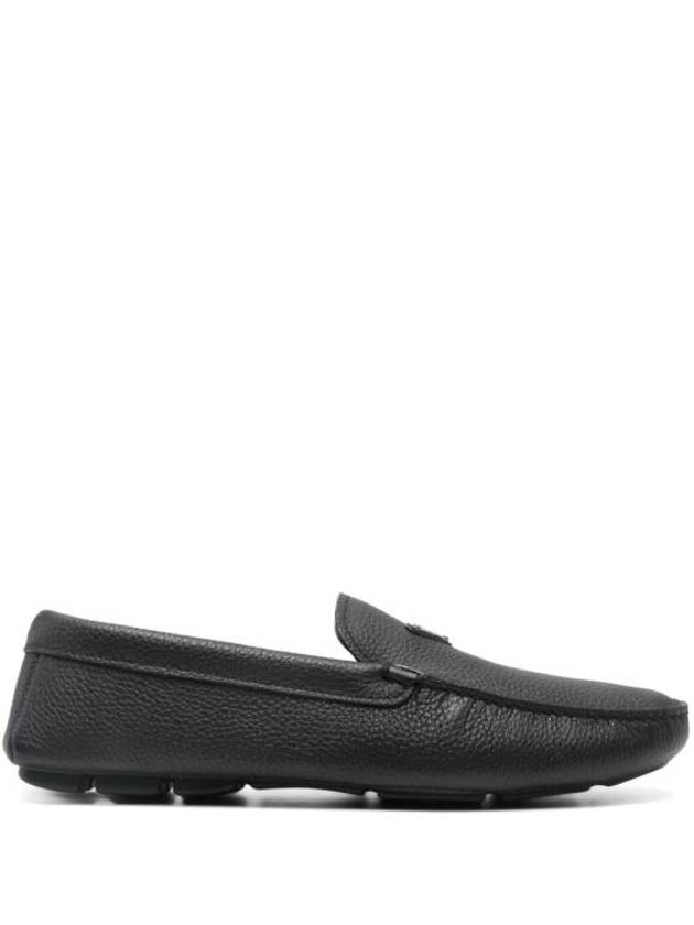 Logo Leather Loafers Black - PRADA - BALAAN 1