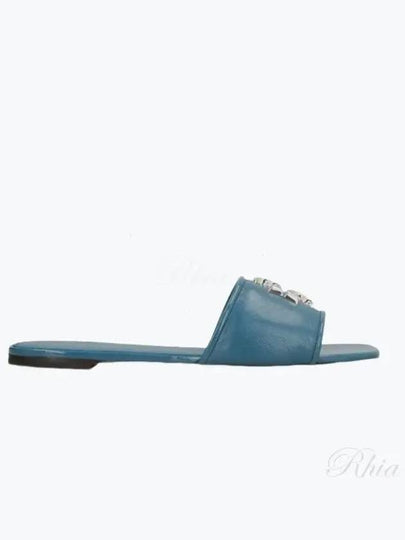 Eleanor Logo Decorated Slide Sandals Blue - TORY BURCH - BALAAN 2