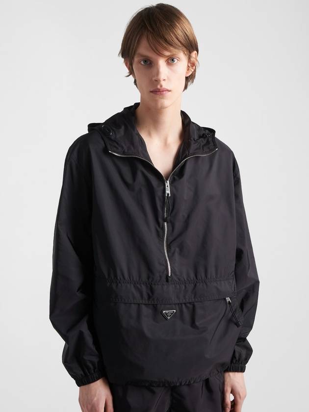 Triangle Logo Half Zip Re-Nylon Track Jacket Black - PRADA - BALAAN 3