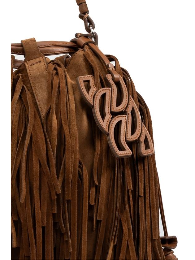 Casadei Suede Bucket Bag With Fringes, Women's, Brown - CASADEI - BALAAN 6