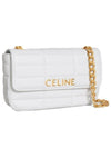 Monochrome Matelasse Quilted Calfskin Chain Shoulder Bag White - CELINE - BALAAN 3