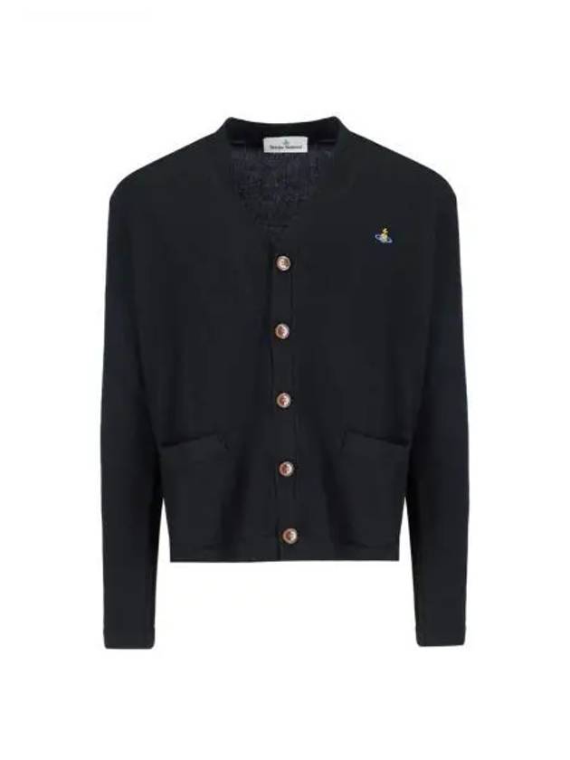 V Neck Cotton Cardigan Black - VIVIENNE WESTWOOD - BALAAN 2