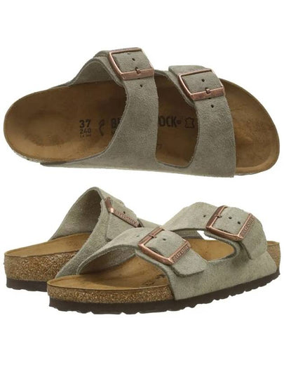 Arizona Suede Leather Slippers Taupe - BIRKENSTOCK - BALAAN 2