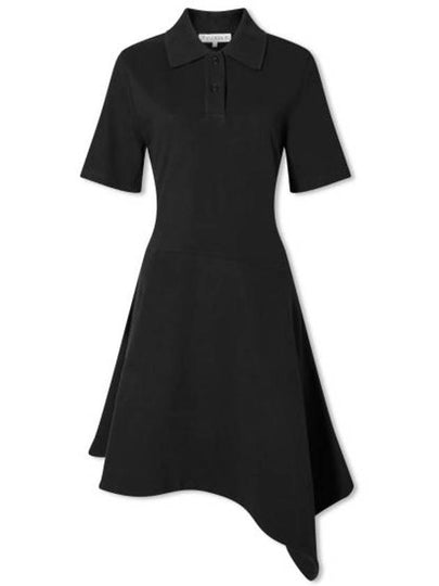 Cotton Asymmetric Polo Collar Short Dress Black - JW ANDERSON - BALAAN 2