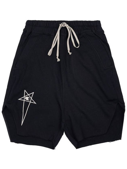 Champion Embroidered Logo Cotton Shorts Black - RICK OWENS - BALAAN 2