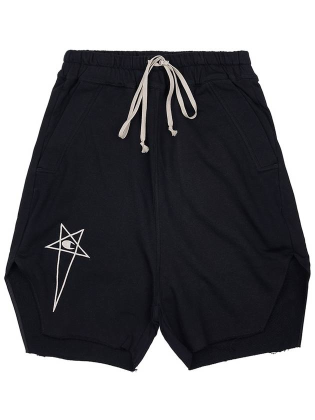 Champion Embroidered Logo Cotton Shorts Black - RICK OWENS - BALAAN 10