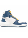 SL24 Perforated Leather Mid Top Sneakers White Blue - SAINT LAURENT - BALAAN 1