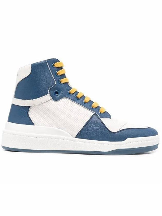 High Top Sneakers White Blue - SAINT LAURENT - BALAAN.