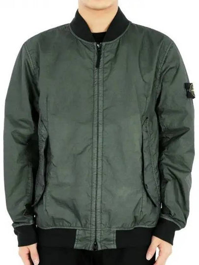 Men's Wappen Patch Zip-Up Bomber Jacket Green - STONE ISLAND - BALAAN 2