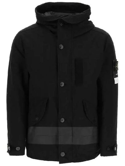 Men's David Wappen Patch Down Hooded Jacket Black - STONE ISLAND - BALAAN 2