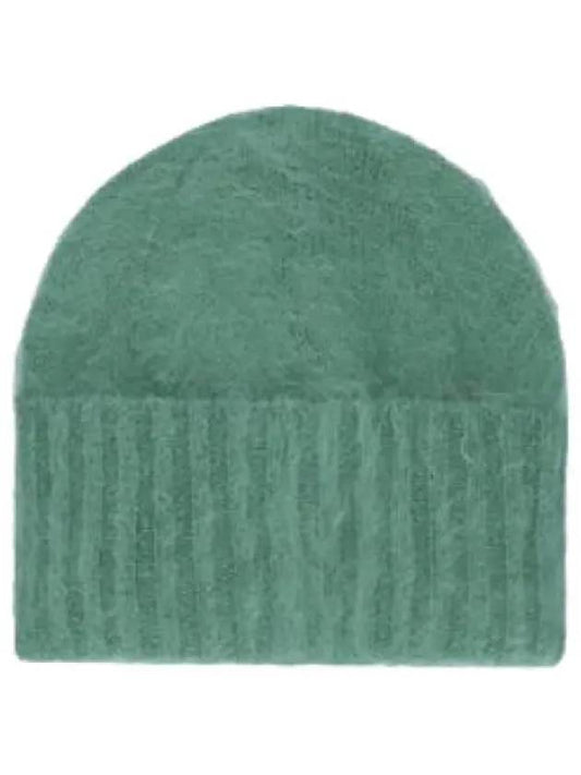 Brushed Super Kid Mohair Knit Beanie Green Hat - AURALEE - BALAAN 1