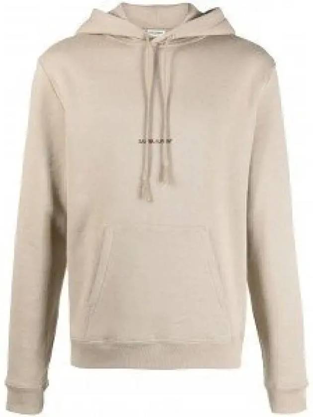 Logo Print Jersey Hoodie Beige - SAINT LAURENT - BALAAN 2