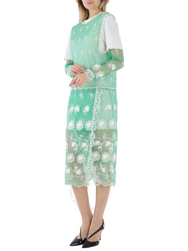 Embroidered Thule Midi Dress Green White - BURBERRY - BALAAN 4